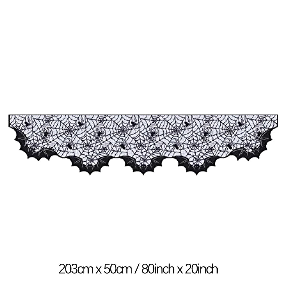 Halloween Spider Web Lace Table Runner - Black Tablecloth for Mantel & Home Decor 2024