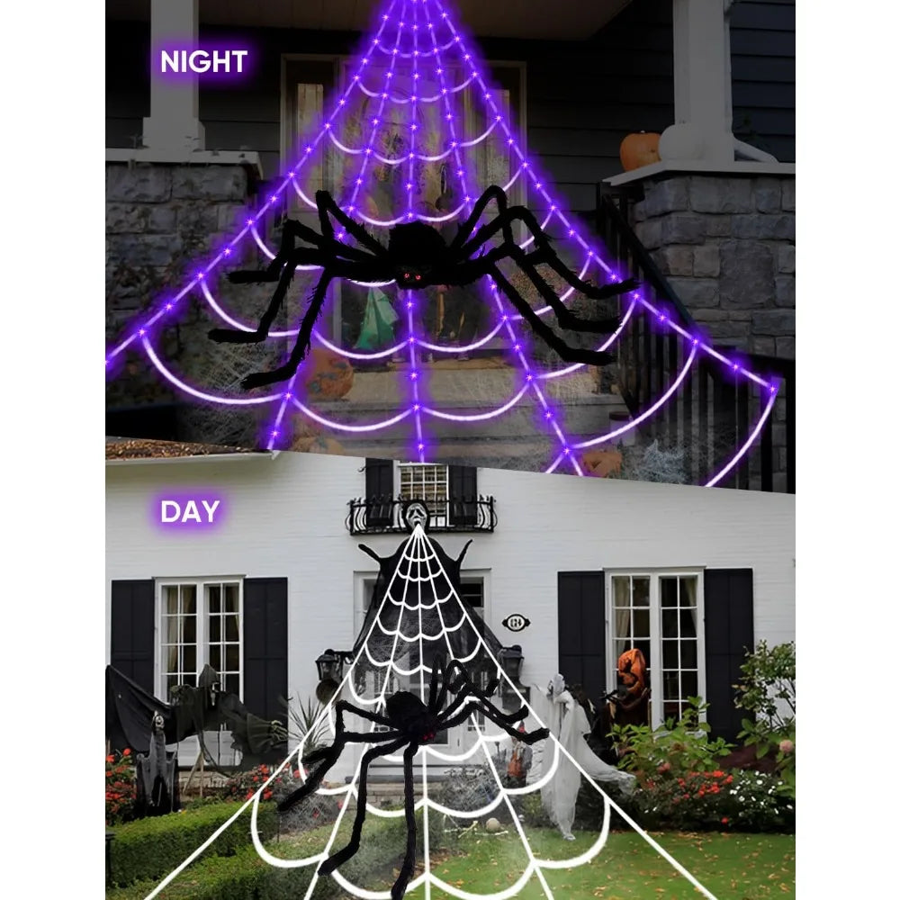 Spider Webs Halloween Decorations Outdoor Lights