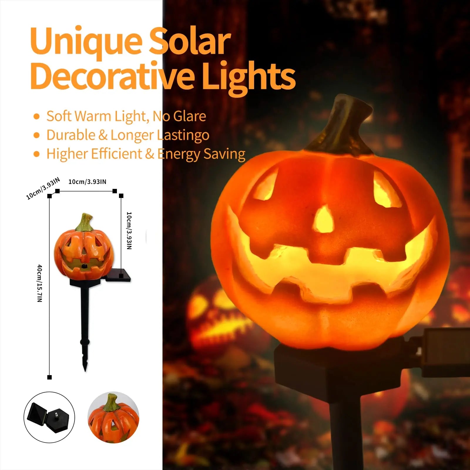 Garden Decor for Halloween - Spice Pumpkin Waterproof Solar LED Light