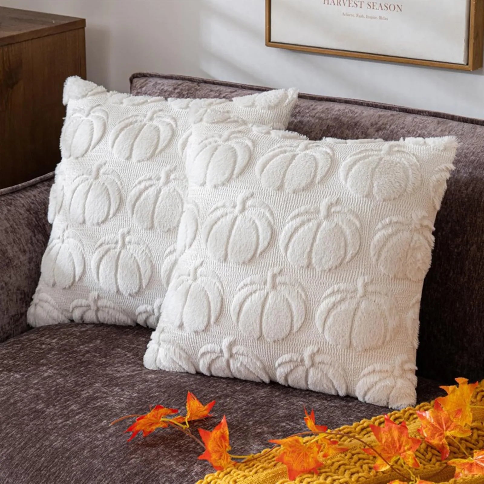 Halloween Plush Throw Pillow Cover - Fun Holiday Decoration for Sofa