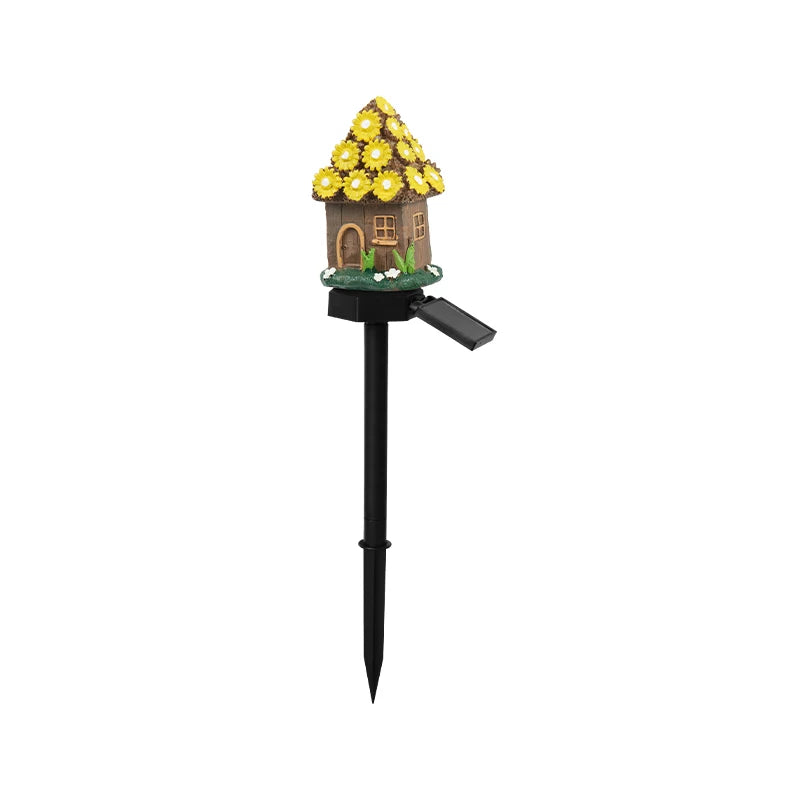 Miniature Fairy House LED Solar Lawn Light - Solar Powered Outdoor Garden Decor