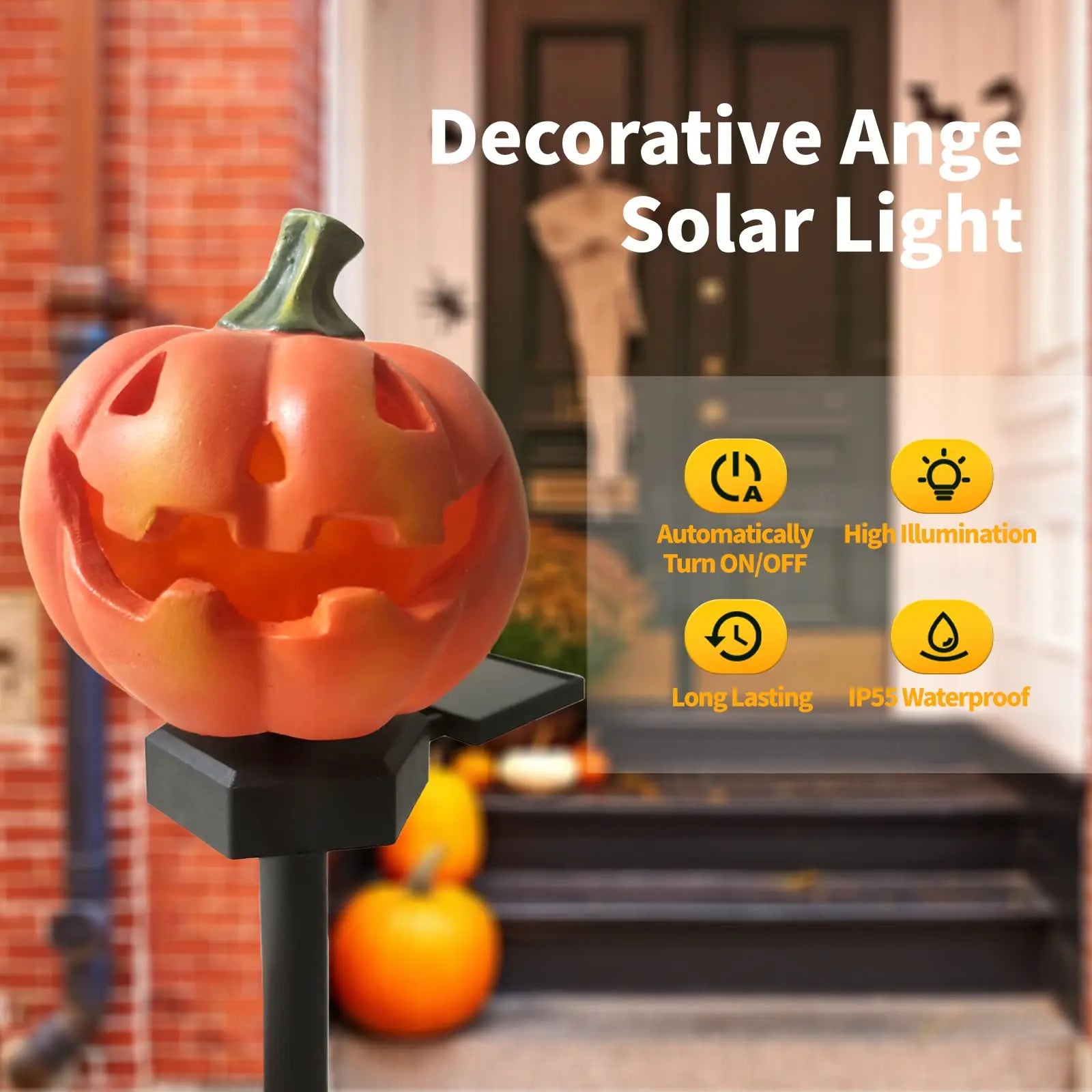 Garden Decor for Halloween - Spice Pumpkin Waterproof Solar LED Light