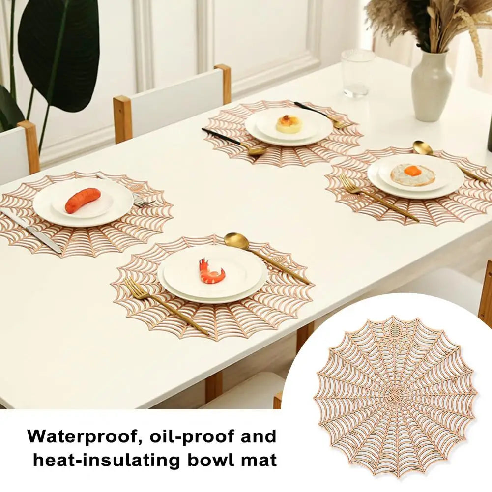 Halloween Spider Web Place Mats - Waterproof, Heat Insulation, and Oil-Proof Kitchen Supplies