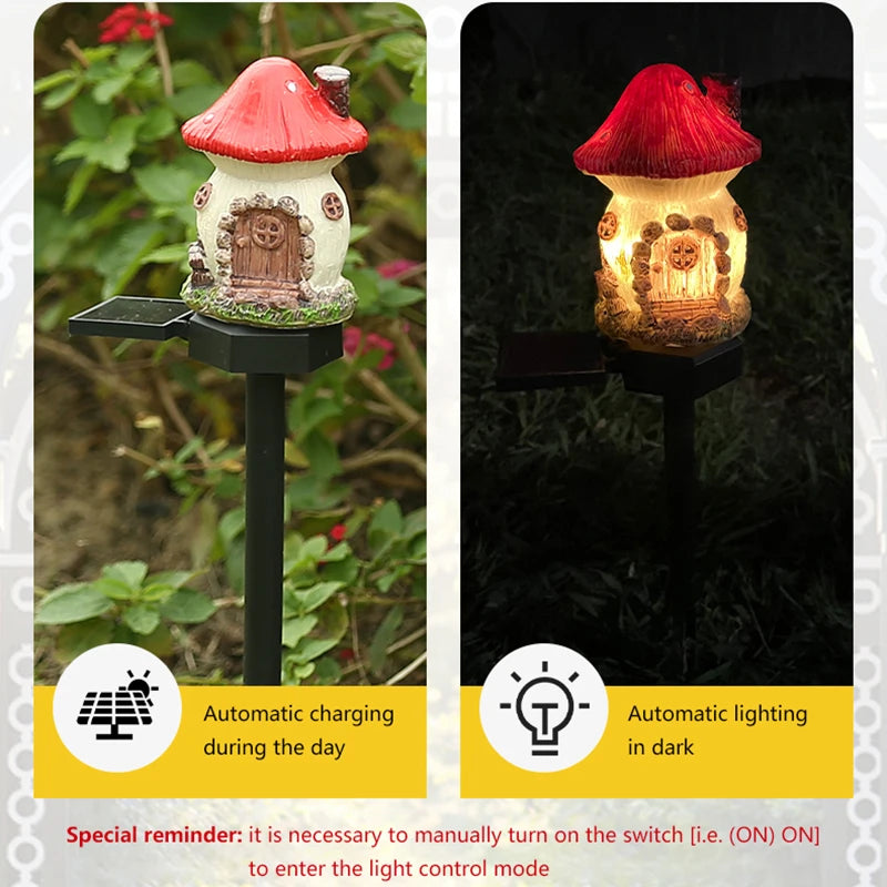 Miniature Fairy House LED Solar Lawn Light - Solar Powered Outdoor Garden Decor