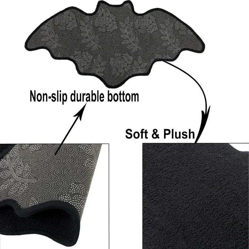 Black Spider Web Halloween Rug - Non-Slip Tufted Bath Mat for Spooky Halloween Home Decor