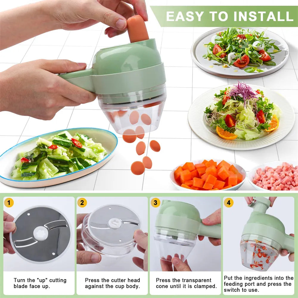 Portable 4 in 1 Handheld USB Electric Vegetable Slicer