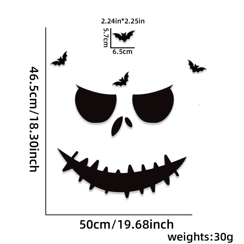 Horror Scar Mouth Halloween Door Sticker - Black Pumpkin Witch Decoration