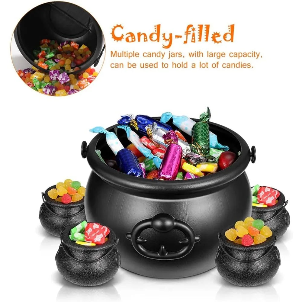 Large Wizard Witch Cauldron Decoration - Halloween Table Centerpiece & Candy Holder