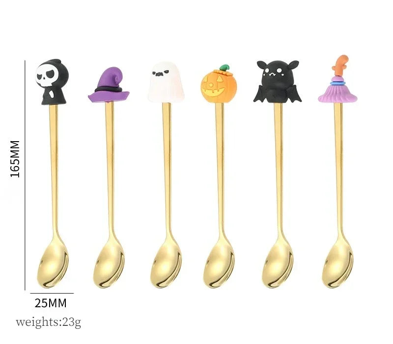 Halloween Stainless Steel Coffee Spoons & Cake Fork Set - Perfect Gift idea