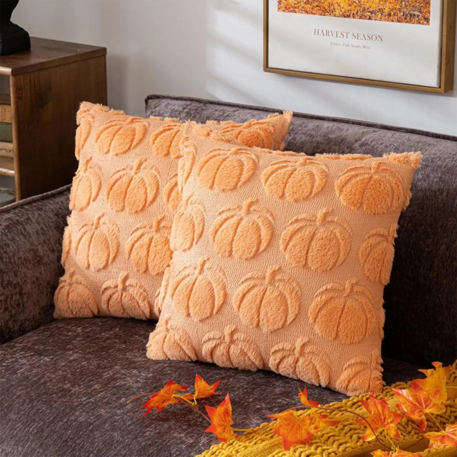 Halloween Plush Throw Pillow Cover - Fun Holiday Decoration for Sofa