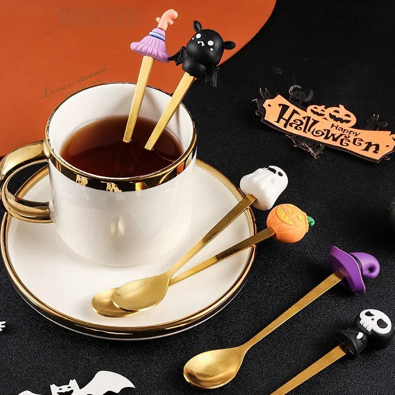 Halloween Stainless Steel Coffee Spoons & Cake Fork Set - Perfect Gift idea