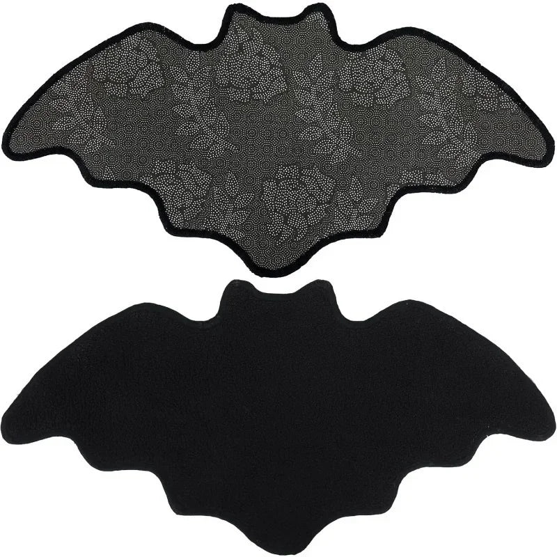 Black Spider Web Halloween Rug - Non-Slip Tufted Bath Mat for Spooky Halloween Home Decor