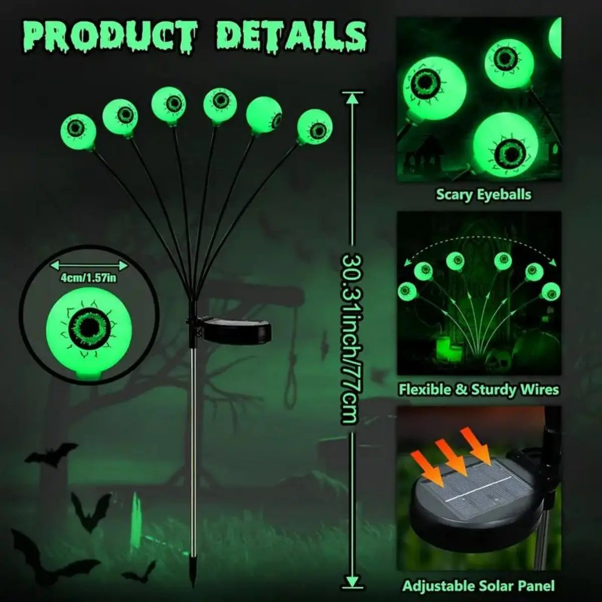 Solar Ghost Eye Plug-in Light - Flexible Firefly Effect for Halloween