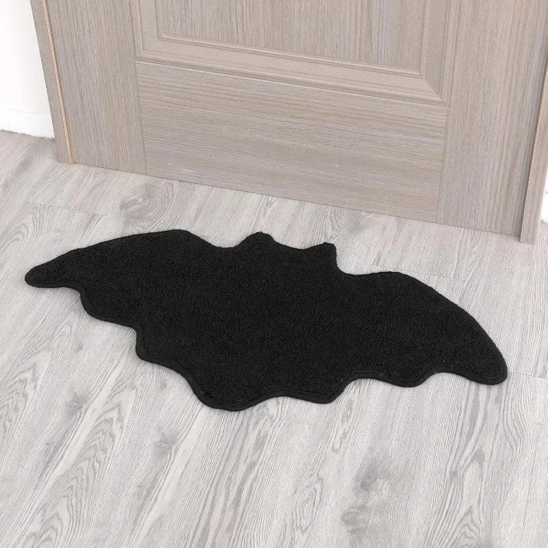 Black Spider Web Halloween Rug - Non-Slip Tufted Bath Mat for Spooky Halloween Home Decor