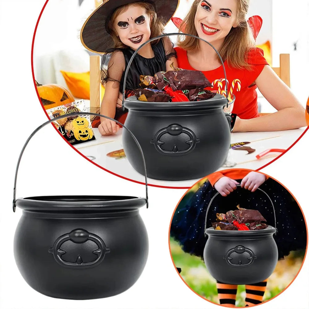 Large Wizard Witch Cauldron Decoration - Halloween Table Centerpiece & Candy Holder