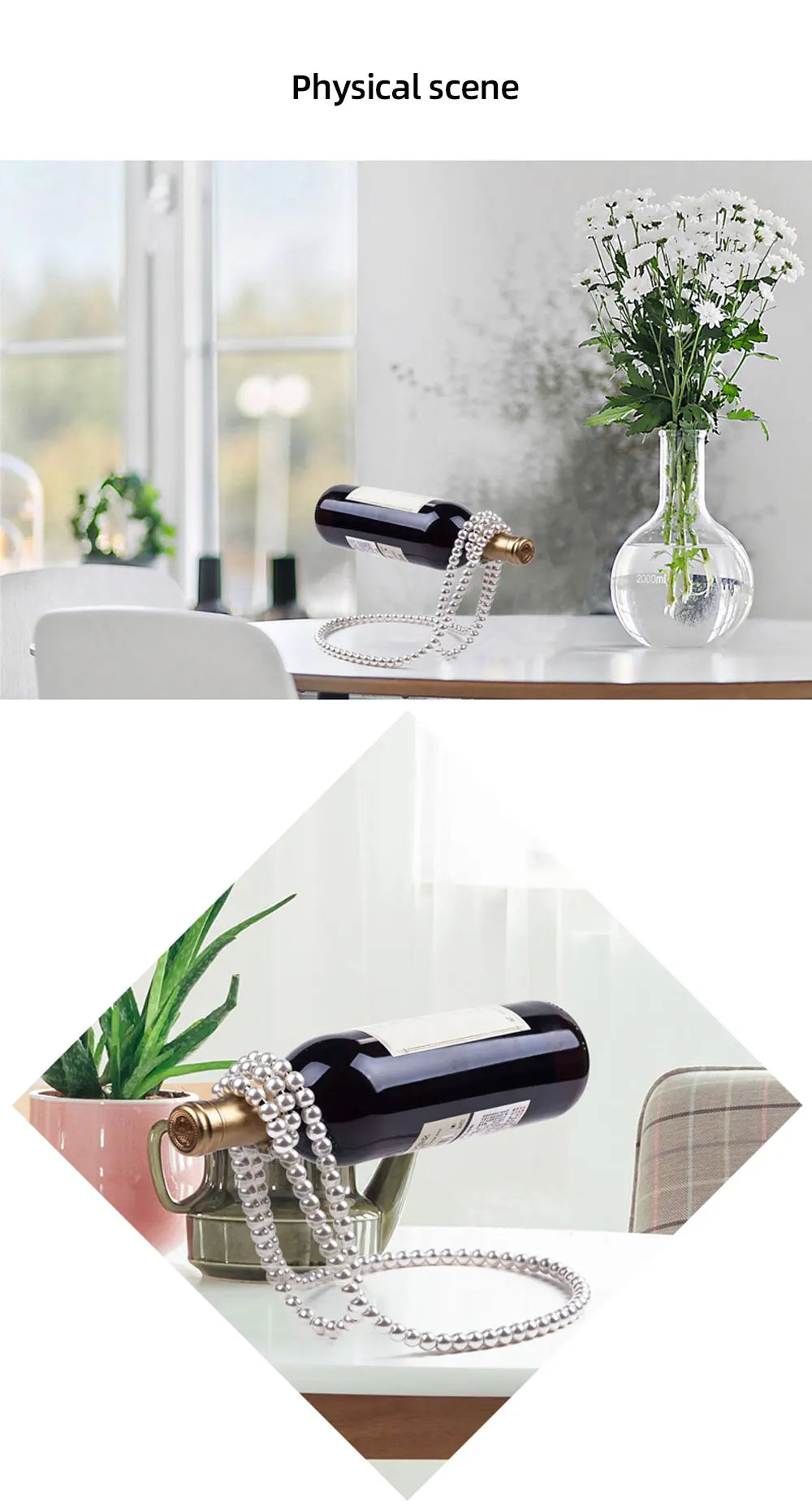 Creative Wine Rack in Pearl Necklace Luxury Design