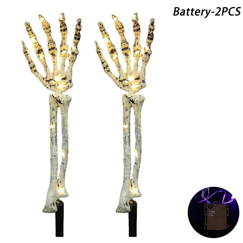 Halloween Skeleton Hand Garden Ornament - Solar LED Glowing Ghost Hands Decoration