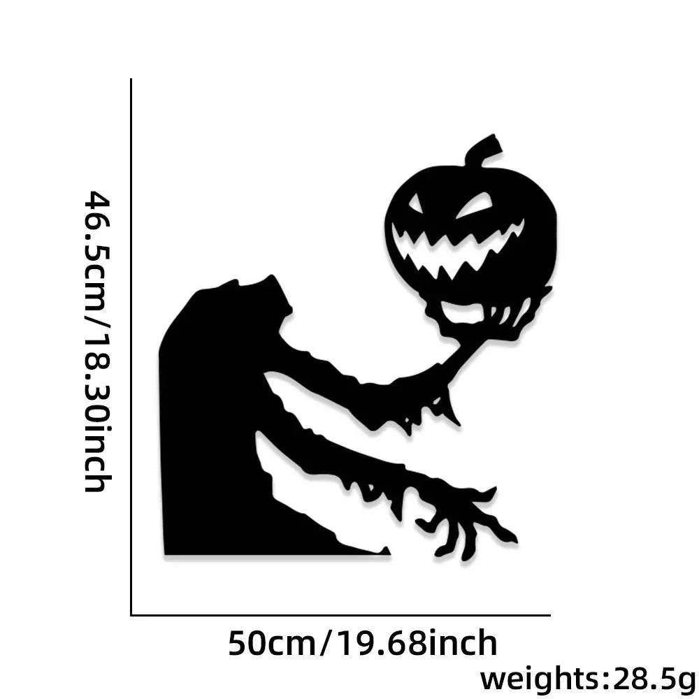 Horror Scar Mouth Halloween Door Sticker - Black Pumpkin Witch Decoration