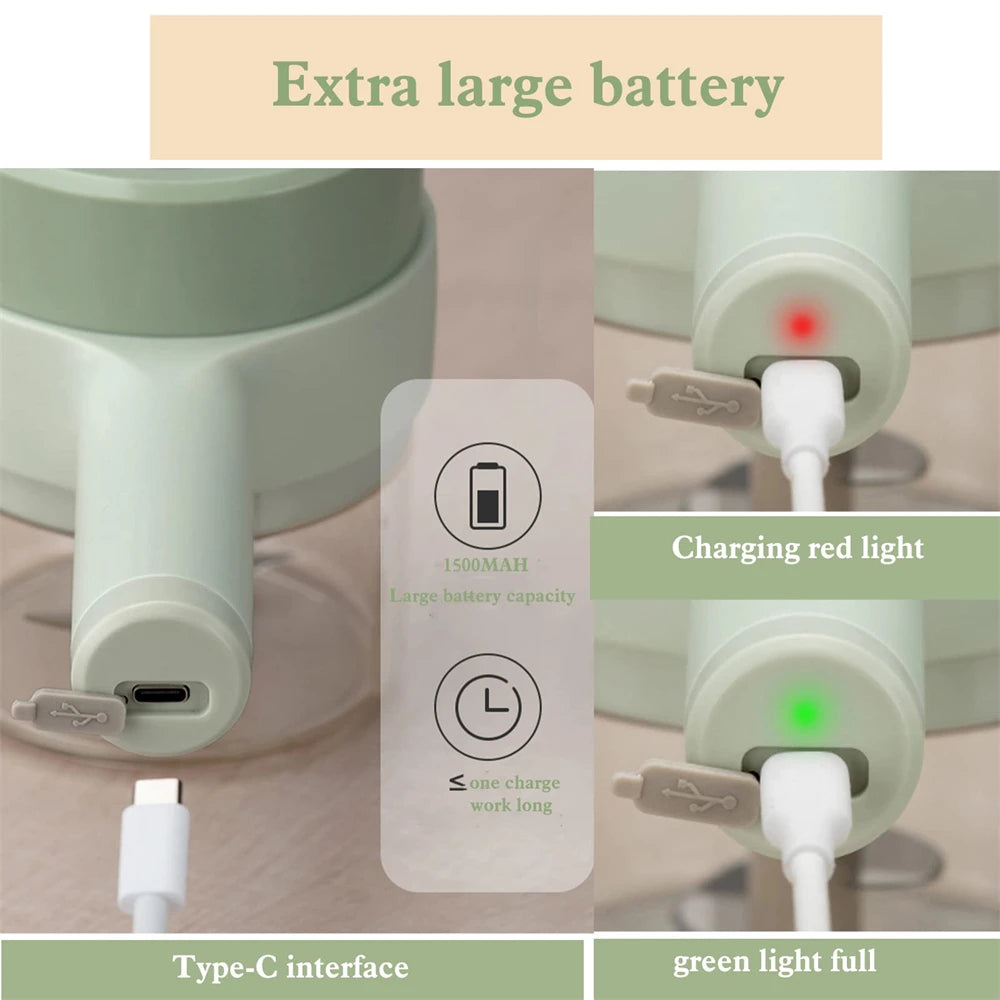 Portable 4 in 1 Handheld USB Electric Vegetable Slicer