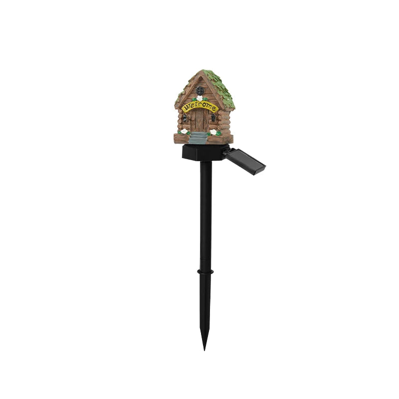 Miniature Fairy House LED Solar Lawn Light - Solar Powered Outdoor Garden Decor