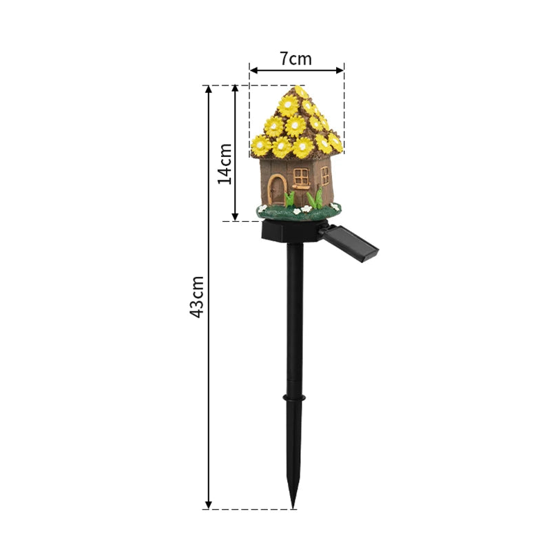 Miniature Fairy House LED Solar Lawn Light - Solar Powered Outdoor Garden Decor