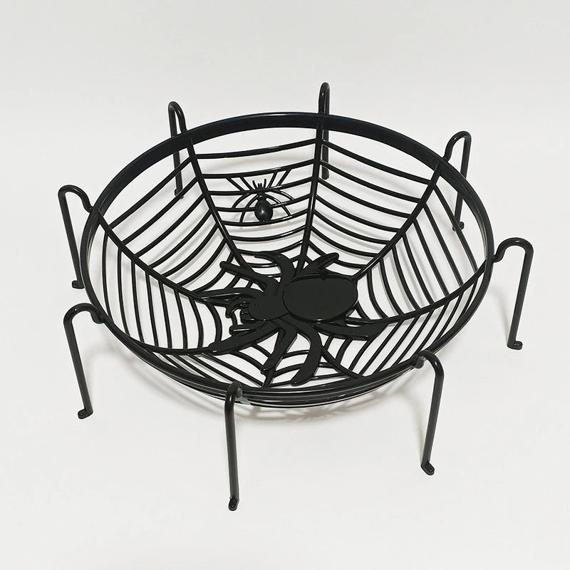 Halloween Trick or Treat Candy Basket - Black and Orange Spider Web Bowl for Halloween Home Decor