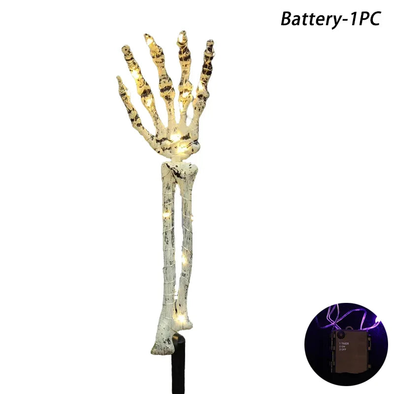 Halloween Skeleton Hand Garden Ornament - Solar LED Glowing Ghost Hands Decoration