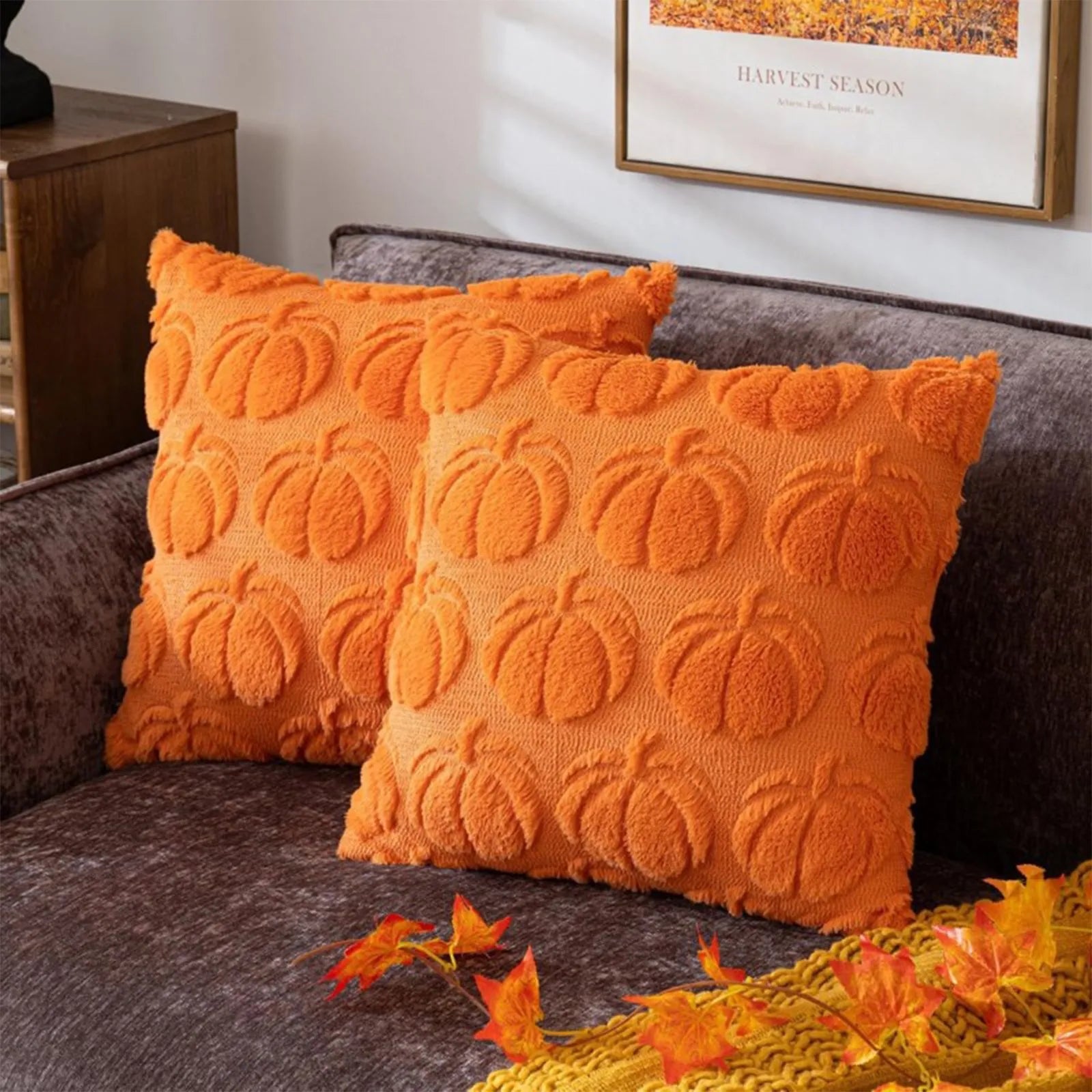 Halloween Plush Throw Pillow Cover - Fun Holiday Decoration for Sofa